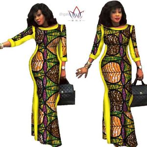 Casual Dresses New Style African Clothes for Women Bazin Riche Plus Size Real Wax Print 100% Bomullsklänningar WY304