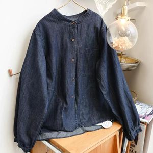 Blouses femininas 114cm Bust Spring Autumn Women Japan estilo solto camisetas/blusas confortáveis de jeans