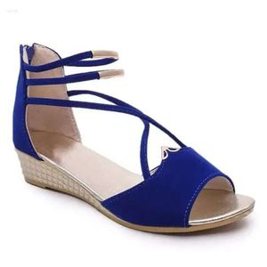 Sapatos de toe Peep Women Sandálias de verão 2024 cunhas moda feminina cunha mulher sandália preta vermelha azul zapat 7ae