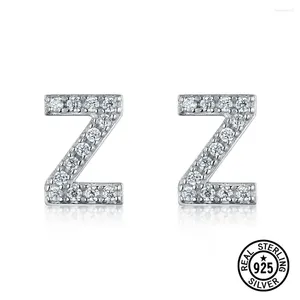 Orecchini per borchie 925 Lettera di orecchini in argento sterling z Clear zircon semplice dichiarazione per donne gioielli coreani