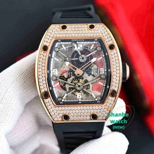 RM Watch Date Watch Forme Mens Trend مجوفة مربعة قرص كبير أزياء أزياء أوقات ماء مقاوم للماء