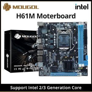 Moderbrädor MOUGOL H61M GAMING MOMERBOARD M.2 NVME PCIEX16 DVI Stöder dubbelkanal DDR3 RAM Intel Core 2/3 Gen CPU LGA1155 för skrivbord