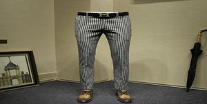 pantaloni abiti da uomo Business formale Slim Fit Fashion Streetwear Black Plaid Suit Pant Pantal Wedding Wear Day Gift 36 CX25517403