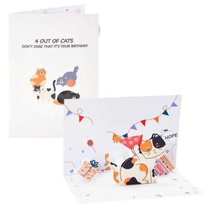 Cartões -presente cartões de feltro de gato cartão de aniversário dócil Kitten Greeting Card com envelope criativo e divertido presente de entretenimento de entretenimento cartão wx5.22