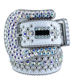 BB Simon rhinestone Belt with bling rhinestones for mens Women Designer belts as birthday Christmas gift 258J