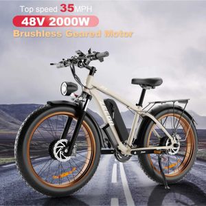 Cyklar Zgeer F1 48V 2000W EBIKE Full fjädring Power Bike med CE 26 tum Fat Däck dolda dubbla batteri snöbank Elektrisk cykel Q240523