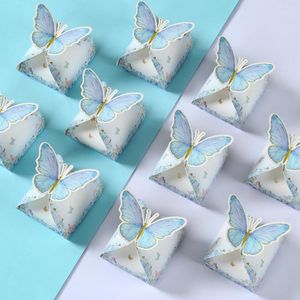 Gift Wrap 12pcs Blue Butterfly Favor Boxes Girl Baby Shower Candy Box Decoration Party Wedding Birthday Small