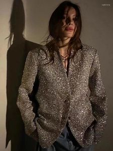 Giacche da donna Lady Elegant Silver Bling Women Jacket 2024 Spring