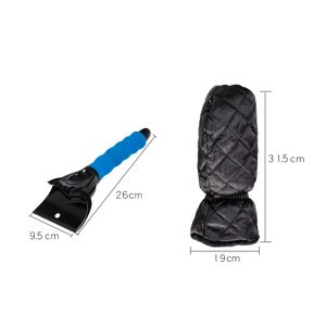 Car Snow Removal Shovel Ice Scraper Snow Shovel Windshield Auto Defrosting Car Winter Snow Removal Cleaning Tool Warm Gloves