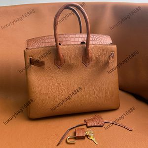 10a Top Original party Home designer handbags tote Crocodile bag new fashion cowhide Lock bag 25 30cm Genuine Leather All handmade Alligator Tote classic Fashion Bag
