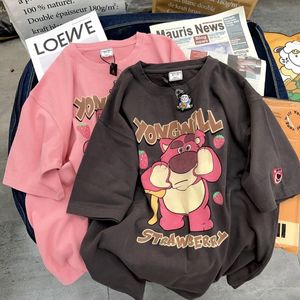 漫画の印刷された女性用インスタグラムのトレンド夏半スリーブTシャツカジュアルルーズと怠zyなスタイルの用途トップのための漫画プリント