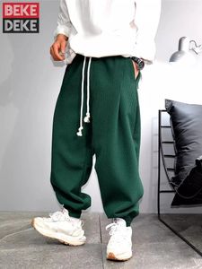 Mens Casual Drawstring Elastic Waist Loose Fit Harem Pants Long Trousers Streetwear Male Outside Jogger Spring Sweatpants 240513