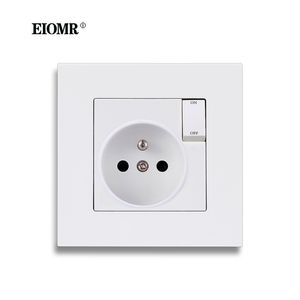 Eiomr eu French Standard Wall Socket 86 * 86mm Många nya stilpaneler Power Plug 250V 16A med 1 gäng 1 vägs hemomkopplare