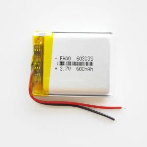 EHAO 603035 3.7V 600mAh Lithium Polymer LiPo Rechargeable Battery For Mp3 PAD DVD E-book Bluetooth Headset Camera GPS