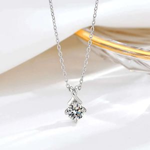 Matrix Minimalist Style S925 Sterling Silver Solitaire Matrix Necklace With Small Clavicle Lock Bone Chain For Women 541 493
