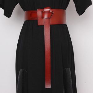 Belts Women's Runway Fashion Genuine Leather Cummerbunds Female Dress Corsets Waistband Decoration Wide Belt R2467 289J