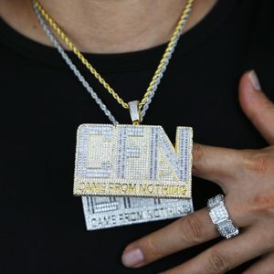 New Iced Out Bling CZ Letter CFN Pendant Necklace Silver Color Full 5A Zircon Came From Nothing Charm Men Fashion Hiphop Jewelry