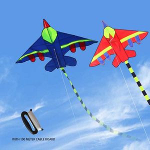 KITE ACCESSORS High Quty Long Tail Aircraft Kite Flying Toy Nylon Anti-Fall Fighter Kite med handtagslinje Kite Aircraft Outdoor T240521