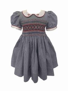 女の子のドレスの服セット夏の女の子の喫煙ドレス黒と白の格子縞の綿布手作り制作ラインwx5.23