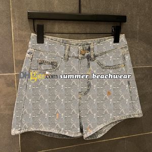 Vintage Embroidered Logo Shorts Women Blue Jeans Designer Denim Shorts Summer High Waist Shorts Jeans