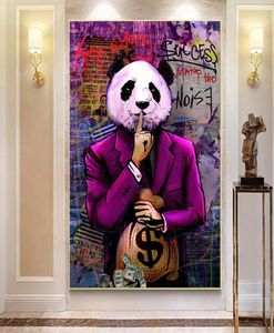 Graffiti Wandkunst Panda Geld Dollar Leinwand Gemälde moderne Plakate und Drucke Wandbild für Wohnzimmer Dekoration Cuadros7805719