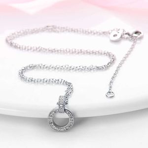 Pendant Necklaces A genuine 925 sterling silver necklace suitable for womens round pendants sparkling Pave CZ necklace fashionable anniver