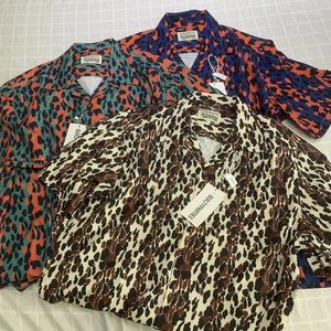 Men's Casual Shirts Summer WACKO MARIA Full Print Leopard Rayon Short-sleeved Real Pos Hawaiian Shirt For Men Women