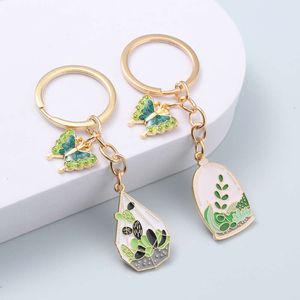 Cute Cuterus Butterfly Keychains Plants Flying Insect Leaves Key Rings For Women Men Friendship Birthday Gift Handmade Jewelry