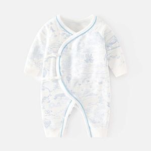 Nyfödd långärmad casual jumpsuits Baby Boys Girls Toddler Rompers Cotton Clothing Outfits Soft One-Piece Pamas L2405