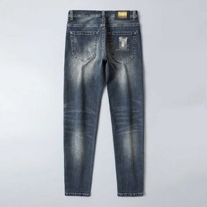 Designer jeans jeans autunno marchio di moda ricamato pantaloni grigio blu pantaloni slim fit slim fit l1e8 spessi l1e8