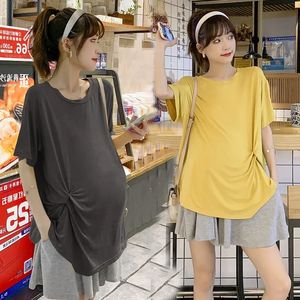 Sommer stilvolle Mutterschaft T-Shirts Übergröße lose T-Shirts Kleidung für schwangere Frauen lässig Schwangerschaft T-Shirts Tops T-Shirts 240524