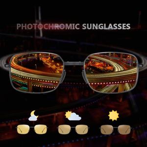 Solglasögon fyrkantiga pochromiska glasögon för män polariserade kvinnor 2022 Klassisk körglasglas anti-Glase Lunette de Soleil 228h
