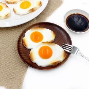 Decorative Flowers 1pcs Simulation Poached Egg Model Artificial PVC Fake Breakfast Shop Window Sample Display Props Kids Toy Kitchen