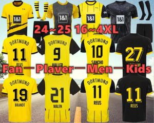 Dortmunds 24 25 Koszulki piłkarskie Zestaw dla dzieci czwarty czwarty specjalny Sancho 2023 2024 CUP TRIKOT 50. rocznica koszulka piłkarska dom na miejscu trzeci haller Reus Moukoko Brandt Sets