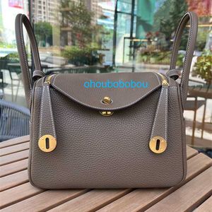 Linndys Shoulder Handbag Genuine Leather Bag Customized Bag 26 Pure Handmade Wax Thread Elephant Grey Imported Tc Leather One Shoulder Handh OH08