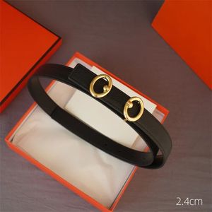 Designer Belt For Womens Genuine Leather Men Belts Luxury Waistband Width 2.4cm Golden Smooth Buckle Belt Reversible Girl Ceinture