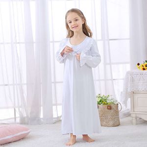 Kids Pijamas Childrenswear Girls Long Sleeve Pure Cotton Princess Nightgown Girl Pamas Dress clothing L2405