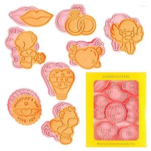 Backformen Valentiner Cookie Cutters Day Stamps Formen 8pcs 3D Stamper formen Werkzeuge für Schokoladen -DIY