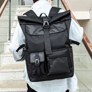 Koreansk version av New Street Fashion Trend, Personlig roll Up Men's Leisure Sports Travel Ryggsäck, Student Ryggsäck H524-31