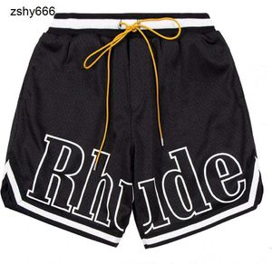 디자이너 반바지 Rhude Mens Capsule 여름 해변 메쉬 재료 통기성 땀 느슨한 피트니스 농장 Short Black865gs