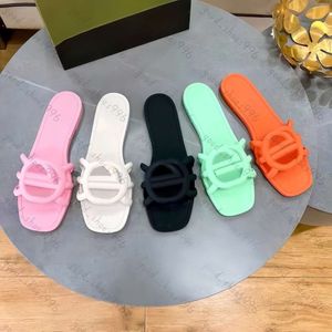 Designer sandals Ladies Interlock g Slide Rubber slippers Ladies Flat Beach Jelly Script Orange Summer Fall Mule Outdoor Beach Luxury Ladies slippers