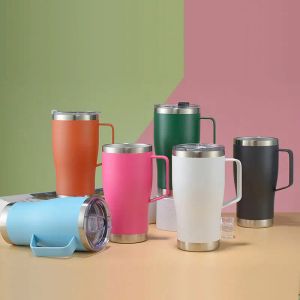 20oz Stainless Steel Double Walled Tumbler With Lid And Handle Travel Mug Colourful Tumbler Double Wall Vacuum 0524