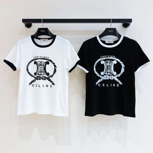 T-shirts för män alfabetet tryck kontrast kortärmad t-shirt