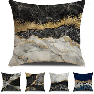Travesseiro dourado preto geométrico sofá de mármore decoração de tampa de travesseiro poliéster 45 jogam linho de capa de travesseiro em casa