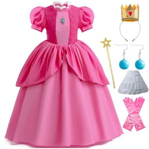 Brzoskwiniowa księżniczka szyfonowa koronkowa dziewczyna rola za zabawę sukienka dla dzieci sukienka imprezowa karnawałowy kostium Halloween 3-11 lat 240520