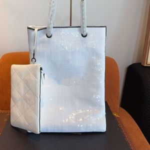 Designväska axelväska tote underarm handväska bokstaven tryck ny glänsande svartvit shoppingväska för kvinna cyx05232