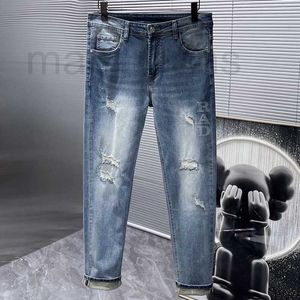 Men's Jeans Designer 2024 Spring and Autumn New Classic Washed Letter Printing Elastic Slim Fit Small Straight jeans for Men NTOA