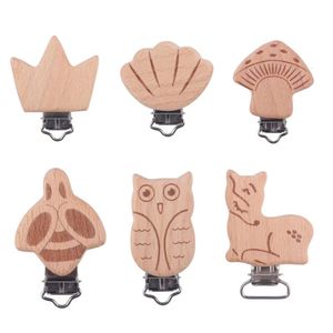 5PCS Metal Wooden Pacifier Clips Printing Infant Soother Clasps Holders Accessories DIY Tool Baby Teether L2405