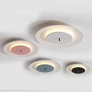 Taklampor nordiskt enkelt modernt LED -ljus för vardagsrum sovrum gången korridor atmosfär macaron rund minimalistisk lampa