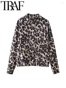 Women's Jackets GAL 2024 Autumn Leopard Print Women Fashion Bomber Jacket Long Sleeve Pockets Loose Coat Female Top Y2K Cardigan
